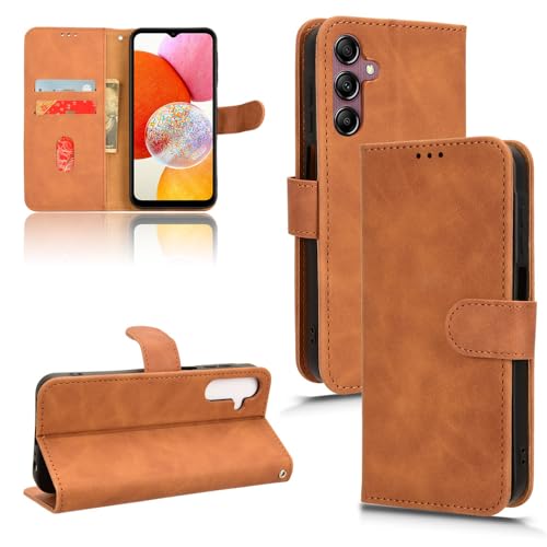 Stoßfeste, einfache Handyhülle, kompatibel mit Samsung Galaxy A05, A05s, A15, GalaxyA05, SM-A055F, Handyhüllen, Klappetui, Karteneinsatz, Brieftaschen-Clip, Handyschale (Braun, Samsung A15) von HMLTD