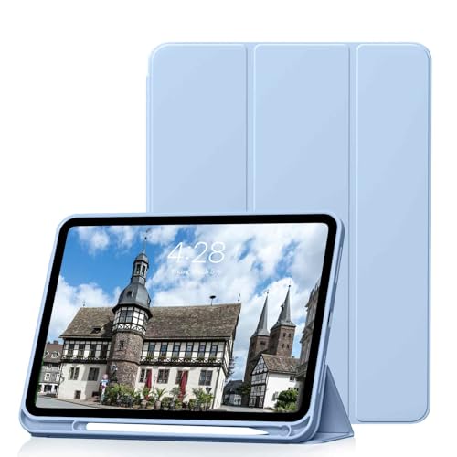 HMTDIYOU Hülle für iPad 11. Generation 11 Zoll 2025 A16, iPad 10. Gen Hülle mit Stifthalter 2022 10,9 Zoll, Weiche Silikon Schutzhülle für i Pad 11/10, Automatisches Schlafen/Aufwachen, Blau von HMTDIYOU