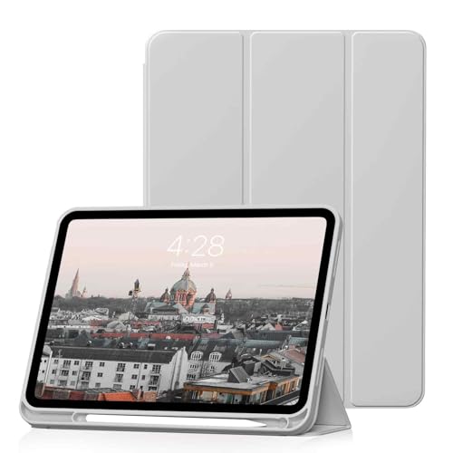 HMTDIYOU Hülle für iPad 11. Generation 11 Zoll 2025 A16, iPad 10. Gen Hülle mit Stifthalter 2022 10,9 Zoll, Weiche Silikon Schutzhülle für i Pad 11/10, Automatisches Schlafen/Aufwachen, Grau von HMTDIYOU