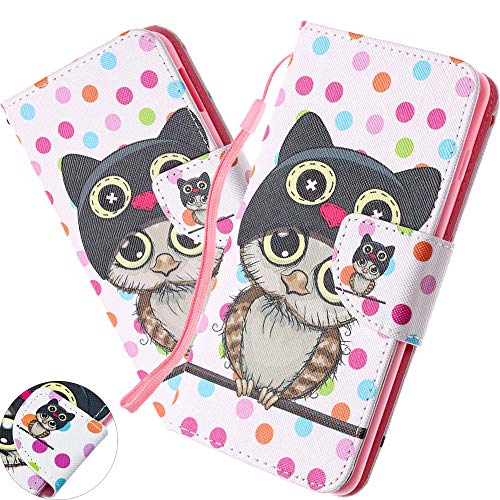 Galaxy A7 2018 A750 Hülle,Samsung Galaxy A7 2018 Handyhülle Tier Owl Blume Mädchen Flip Case PU Leder Cover Magnet Schutzhülle Tasche Skin Ständer Handytasche für Samsung Galaxy A7 2018,HX Pot Owl von HMTECH