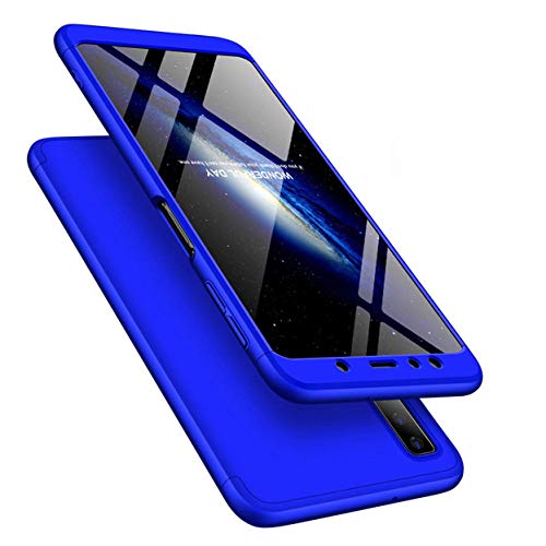 HMTECH Galaxy A70 Hülle,Galaxy A70 Handyhülle 360 Grad 3 In 1 Full Body Ultra Dünn Stoßfest Fullbody Front Back Schutz Hart PC Plastik Schutzhülle Compatible mit Samsung Galaxy A70,3 IN 1 PC:Blue von HMTECH