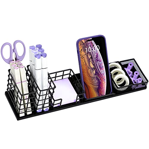 HMXLJJY Schreibtisch-Organizer mit Stifthalter, Bürozubehör mit Haftnotizen, Büroklammer-Halter, Handy-Ständer, DIY-Schreibtisch-Organizer für Büro, Zuhause, Schule, Schwarz von HMXLJJY
