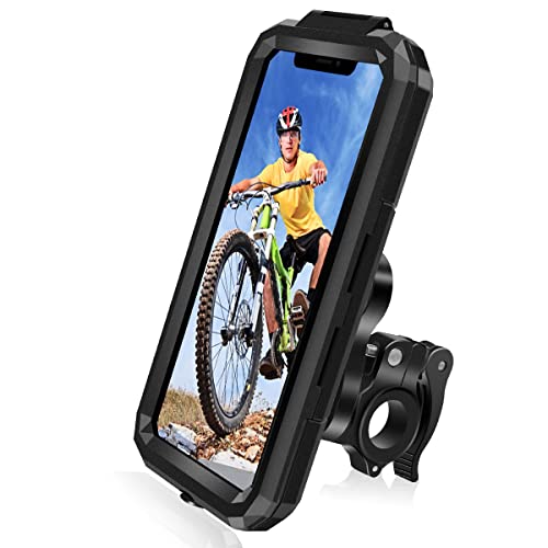 HNOOM Handyhalterung Fahrrad Wasserdicht Motorrad Handyhalter [1S Schnelle Demontage] Universal Motorrad Fahrrad Lenker Handy Halterung Mit 360° Drehbarer Für 4,7-6,1Zoll Smartphone (S, Schwarz) von HNOOM
