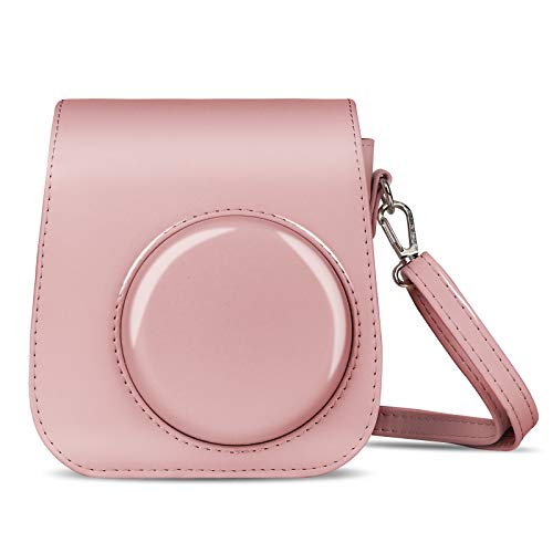 HNYG Leder Kameratasche, kompatibel mit Instax Mini 11 Sofortbildkamera, Kamera Umhängetasche, PU Leder Schutzhülle für Instax Mini 11 Tasche (Rosa) von HNYG