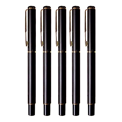 HNsdsvcd 5 Stück 0,5 mm Stifte, Füllfederhalter, Metallstifte, glattes Schreiben, schwarze Stifte für Journaling, Notizen, Füllfederhalter, Metall, Business-Stifte, glattes Schreiben für Erwachsene von HNsdsvcd