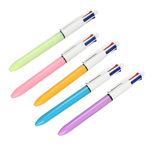 HNsdsvcd Mehrfarbiger Kugelschreiber, 4-in-1, einziehbarer Kugelschreiber für Kinder, Studenten, Spielbelohnung, kreativer Stift, 5 Stück von HNsdsvcd