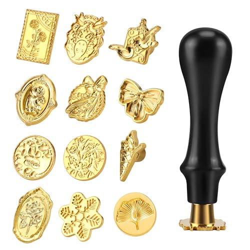 12 Stück Wachssiegel Stempel Set, Wachsstempel Köpfe, Wachs Siegel Stempel Kit für Geschenkumschläge Einladungen mit 1 Griff 12 Stück Wachssiegel Stempel Set, Wachsstempel Köpfe, Wachs Siegel Stempel Kit für Geschenkumschläge Einladungen mit 1 Griff von HO-SFSM
