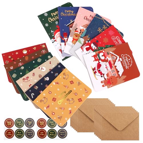HO-SFSM 12 Stück Weihnachtskarten mit Umschlag Set, Postkarten für Weihnachten für Freunde Familie, Eine Christmas Postkarte für jeden deiner Liebsten von HO-SFSM