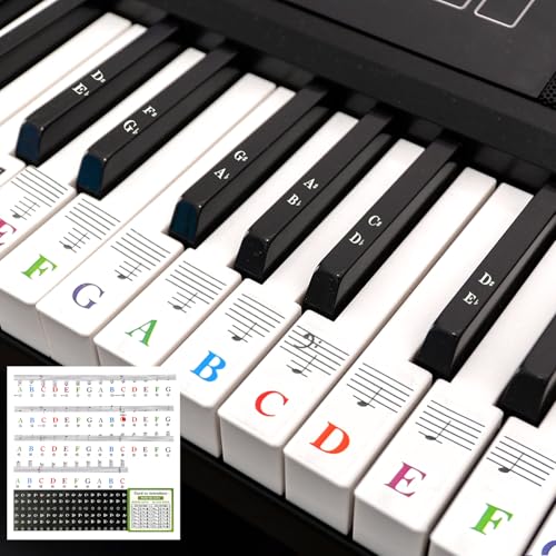 Klavier Keyboard Noten 2 pcs Klaviertastatur Notenetiketten, Klaviertasten Etiketten, 88 Tasten Wiederverwendbare Klaviernoten Leitfaden für Anfänger & Kinder von HO-SFSM