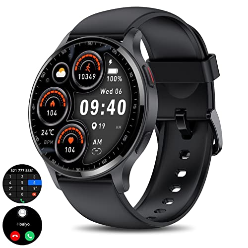 HOAIYO Smartwatch Herren mit Bluetooth Anrufen Android und iOS, 1.5" Fitnessuhr Armbanduhren Herren Sportuhr mit Pulsmesser, Musiksteuerung, Schrittzähler, Kalorien, Wasserdicht Fitness Tracker von HOAIYO
