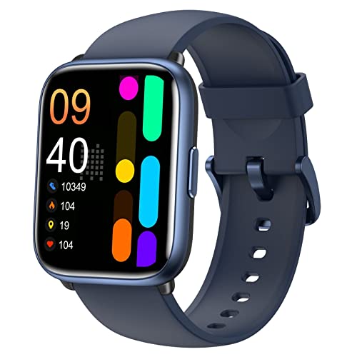 HOAIYO Smartwatch für Damen, 1,8 Zoll Smartwatch mit Herzfrequenz Schlafkalorien, IP68 wasserdichte Schwimmuhr für Android iOS Handy (uk-Blau, 1.8") von HOAIYO