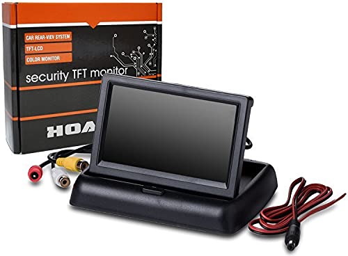 HOALTE 4,3" TFT LCD Monitor für Rückfahrkamera, 12V Display, 2xAV Video, Parken, Hochklappen von HOALTE