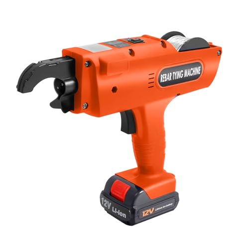 HOARLICN Umreifungsmaschine für Bewehrungsstäbe, Vollautomatische 12-V Stahl Bar Bindung Maschine 4500mah Automatic Handheld Rebar Tying Tool Kabelloses Design mit Schutzabdeckung Wickelhaspel von HOARLICN