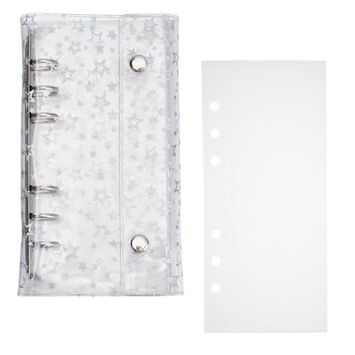 HOBBIESAY 1 Stück Durchsichtiger 6 Ring Ordner Aus PVC Transparente Bindehüllen Für Lose Blätter Nachfüllbares Notizbuch Runder Ringordnermit Druckknopfverschluss Für Tagebuch Büro Zuhause Schule von HOBBIESAY