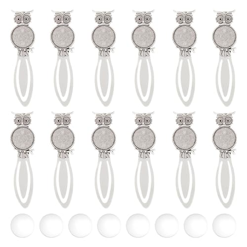 HOBBIESAY 12 Lesezeichen Set In Eulenformmit Tiermotiv Lesezeichen Cabochon Aus Legierung Lesezeichen Einstellungen In Antiksilbermit Runder Ablage Und Passend Zur Lesezeichenherstellung von HOBBIESAY
