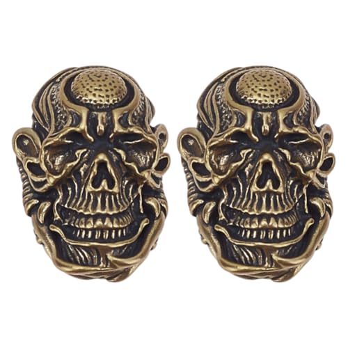 HOBBIESAY 2 Stück Messer Lanyard Perlen Totenkopf Perlen EDC Charm Perlen Messing Europäische Perlen Antike Goldene Perlen Mit Großem Loch Für Männer Schlüsselanhänger Armband von HOBBIESAY