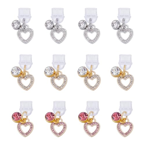 HOBBIESAY 3 Farbe 12 Stück Handy Staubstecker Aufhänger 25mm Staubdichte Stecker Mit Herzanhängern Typ C Staubstecker Charm Anschluss Abdeckkappe Für Handy Tablet Kopfhörer Ladeanschluss Staub von HOBBIESAY
