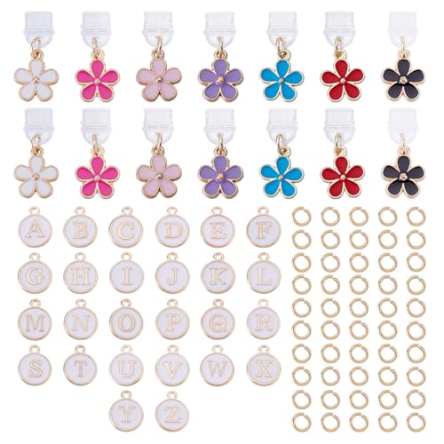 HOBBIESAY 7 Farbe 14 Stück Handy Staubstecker Aufhänger 26mm Staubdichte Stecker Mit Blumenanhängern Typ C Staubstecker Charm Anschluss Abdeckkappe Für Handy Tablet Kopfhörer Ladeanschluss Staub von HOBBIESAY
