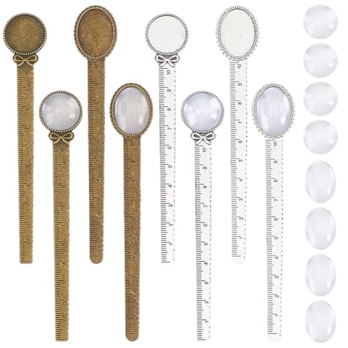 HOBBIESAY 8 Lesezeichen Set Mit Runder Ablage 2 Stile Eulenform Tier Lesezeichen Lesezeichen Set Aus Tibetischer Legierung Cabochon Zum Selbermachen von Lesezeichen Ablage:25x18mm von HOBBIESAY