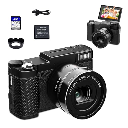 Digitalkamera, HOCAN 40X 4K 48MP Kamera Fotokamera mit 5X Optischer Zoom & 8X Digitalzoom, Autofokus Kompaktkamera mit 32GB TF-Karte, Haube, Linsentuch, Tasche von HOCAN