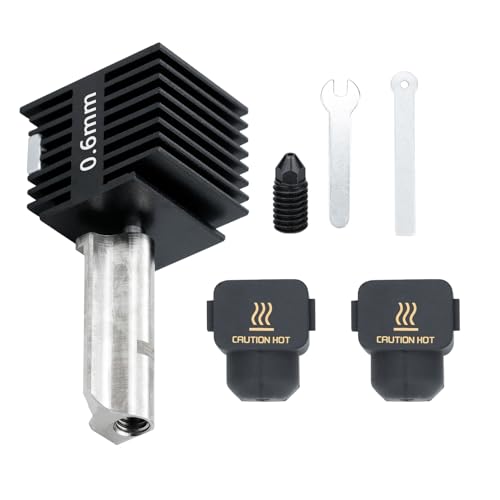 Upgrade A1 Mini Hotend Druckkopf Hochtemperatur gehärtete Stahldüsen Hot End mit 2x Silikon Abdeckung Socke kompatibel mit BambuLab A1, A1 Mini 3D Drucker Extruder Zubehör (0.6mm) von HOCENWAY