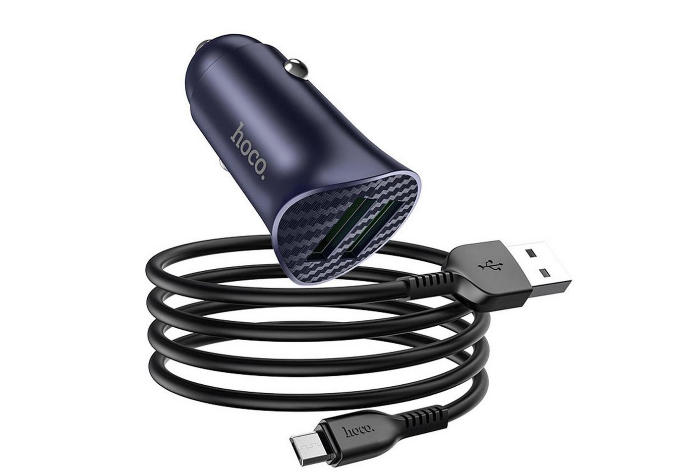HOCO 18W 2x USB Typ A und micro USB Smartphone-Ladegerät (3000 mA, KFZ Dual USB Lade Stecker Zigarettenanzünder Charger micro USB Kabel) von HOCO