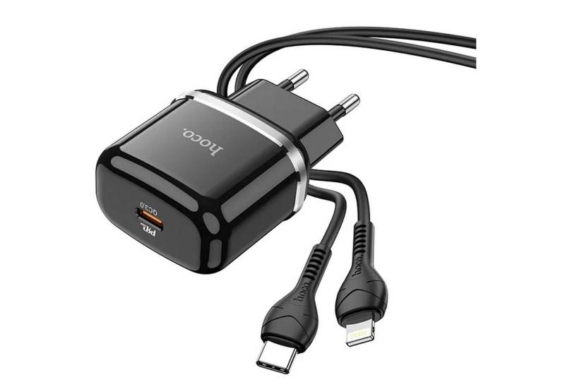 HOCO 20W USB Typ C Smartphone-Ladegerät (3000 mA, Netz Lade Stecker Ladegerät USB inkl. USB Typ C auf Lightning Kabel) von HOCO