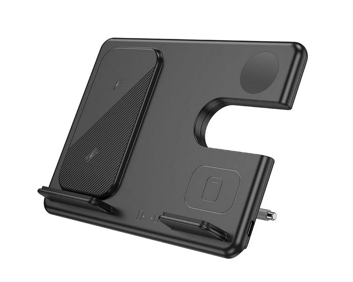 HOCO 3in1 Wireless Ladegerät 15W Support Samsung Uhr Beladen Schwarz Wireless Charger (1-tlg) von HOCO