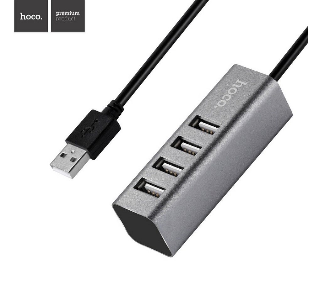 HOCO 4xUSB 2.0 HUB 4 Fach Verteiler Splitter Notebook PC Laptop silber HUB HOCO 4xUSB 2.0 HUB 4 Fach Verteiler Splitter Notebook PC Laptop silber HUB von HOCO