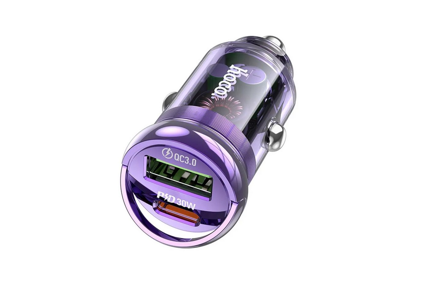 HOCO Autoladegerät Typ C PD30W + USB QC3.0 Z53A Schnelladegerät Lila Smartphone-Ladegerät HOCO Autoladegerät Typ C PD30W + USB QC3.0 Z53A Schnelladegerät Lila Smartphone-Ladegerät von HOCO