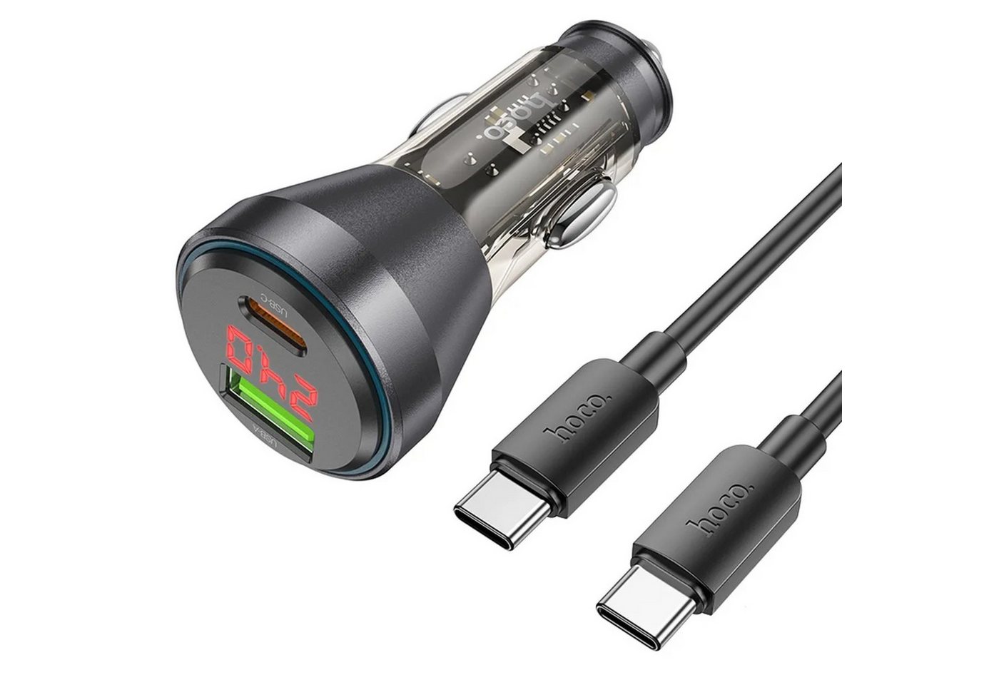 HOCO Autoladegerät USB QC 18W + Typ C 30W + Kabel Typ C auf Typ C PD48W Smartphone-Ladegerät HOCO Autoladegerät USB QC 18W + Typ C 30W + Kabel Typ C auf Typ C PD48W Smartphone-Ladegerät von HOCO