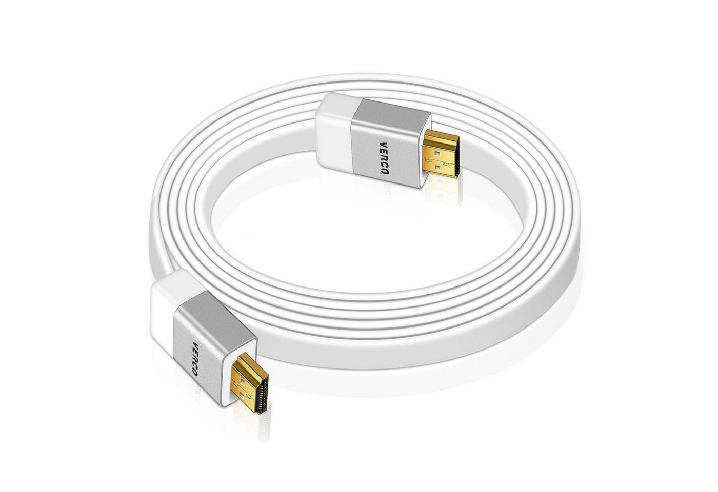 VERCO Full HD 4K UHD flaches 2.0 HDMI-Kabel, HDMI Typ A, (1500 cm), ARC 3D Cec High Speed Ethernet Stecker sind vergoldet von VERCO