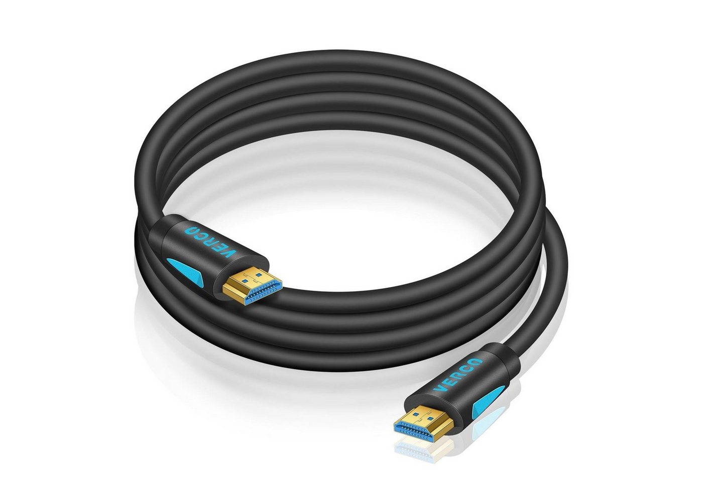 VERCO Full HD 4K UHD rundes 2.0 HDMI-Kabel, HDMI Typ A, (50 cm), ARC 3D Cec High Speed Ethernet Stecker sind vergoldet von VERCO