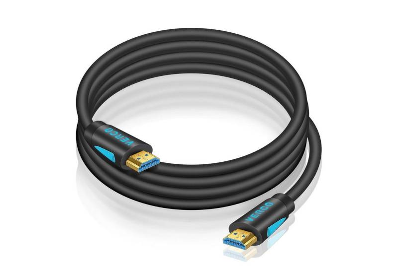 VERCO Full HD 4K UHD rundes 2.0 HDMI-Kabel, HDMI Typ A, (50 cm), ARC 3D Cec High Speed Ethernet Stecker sind vergoldet von VERCO
