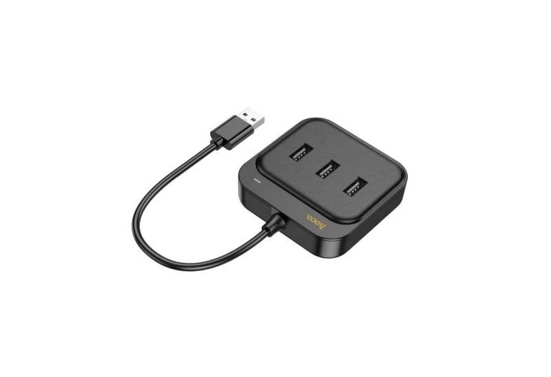 HOCO USB-Verteiler HUB-Adapter 4in1 USB auf USB2.0*3+RJ45 100 Mbit/s Ethernet Schwarz von HOCO