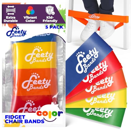 Feety Stuhlbänder für Kinder mit zappeligen Füßen (5er-Pack) – ADHS Fidget-Bänder für Stühle – Schreibtischbänder für Studenten – federnde Stuhlbänder für flexibles Sitzen im Klassenzimmer – Feety von HOCUS POCUS TOYS