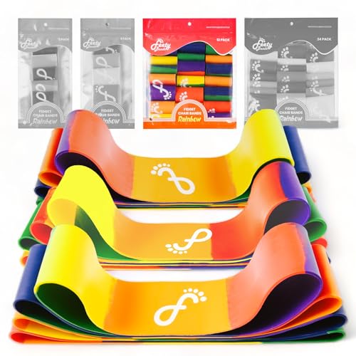 Feety Stuhlbänder für Kinder mit zappeligen Füßen (12er-Pack) – ADHS Fidget Bands für Stühle – Schreibtischbänder für Studenten – Hüpfstuhlbänder für flexibles Sitzen im Klassenzimmer – Feety Bands von HOCUS POCUS TOYS