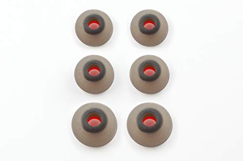 HÖRLUCHS® 10 Stück In-Ear Silikon Domes Größe L, universal für In-Ear Kopfhörer - Grau Transparent/Rot von HÖRLUCHS