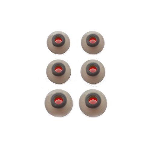 HÖRLUCHS® 10 Stück In-Ear Silikon Domes Größe M, universal für In-Ear Kopfhörer - Grau Transparent/Rot von HÖRLUCHS