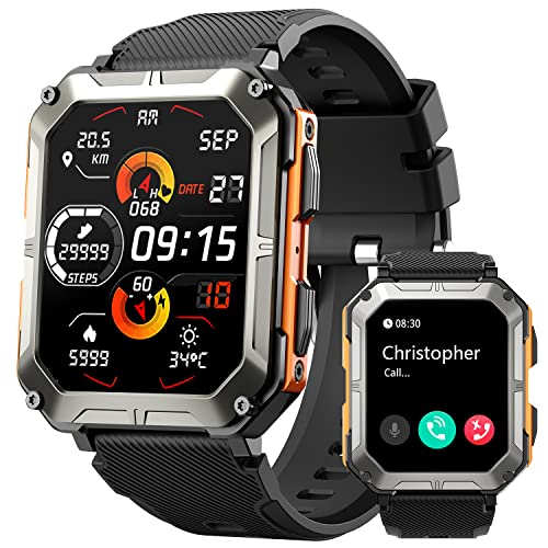 HOFIT Smartwatch mit Telefonfunktion, Geburtstagsgeschenk Herren, Fitnessuhr Herren, IP68 Wasserdicht Sportuhr, 123+ Sportmodi, Fitness Tracker Smart Watch für Android iOS von HOFIT