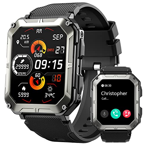 HOFIT Smartwatch mit Telefonfunktion, Geburtstagsgeschenk Herren, Fitnessuhr Herren, IP68 Wasserdicht Sportuhr, 123+ Sportmodi, Fitness Tracker Smart Watch für Android iOS von HOFIT