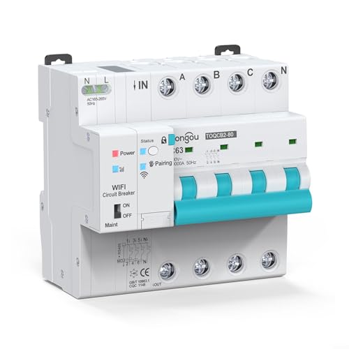 HOHOVYVY Sicherungsautomat,Zeitschaltuhr Hutschiene,Für für Tuya MCB WIFI Metering Circuit Breaker Smart Leben Timer Fernbedienung Wireless(4P) von HOHOVYVY