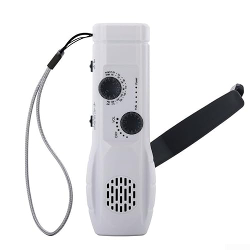 HOHOVYVY Solar Handkurbel Radio, Tragbares Notfall-Radio Mit Handkurbel, LED-Taschenlampe Und Powerbank-Funktion(White) von HOHOVYVY