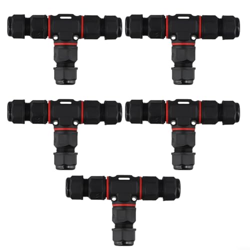 HOHOVYVY Wasserdichter IP68 3-Pin Kabelverbinder T-Form Anschlussdose M20 Für Außenbeleuchtung 5 Stück HOHOVYVY Wasserdichter IP68 3-Pin Kabelverbinder T-Form Anschlussdose M20 Für Außenbeleuchtung 5 Stück von HOHOVYVY