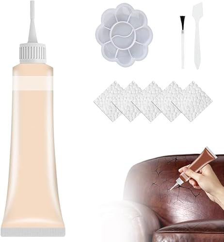 2025 Verbessertes Fortschrittliches Lederreparaturgel, Lederreparaturkit für Autositz Vinyl Reparaturset, Multifunktional Lederreparatur -Kit für Autositzcouch und Jacke Reparaturkit (Beige) von HOIDOKLY