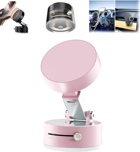 Magnetische Telefonhalterung, faltbar, elektrische Saug-Autohalterung 360 °, doppelseitige drehbare Halterung für das Auto, Spiegel, Handyhalterung für Freisprecheinrichtung (Rosa) von HOIDOKLY
