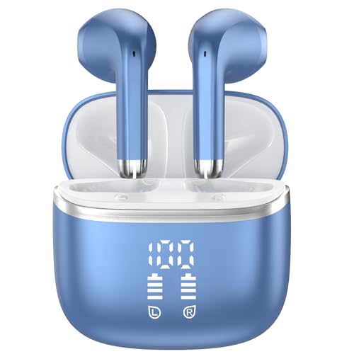 HOIFA Bluetooth Kopfhörer, Kopfhörer Kabellos Bluetooth 5.4 In Ear Kopfhörer mit 4 ENC Noise Cancelling Mic, 40H Spielzeit mit LED, IP7 Wasserdicht in Ear Ohrhörer für Arbeit/Studium/Freizeit Blau von HOIFA