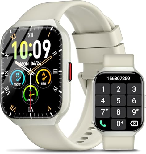 Smartwatch Herren Damen mit Telefonfunktion,1.96" HD Smart Watch mit Herzfrequenz SpO2 Stress Schlafmonitor,113+ Sportmodi Fitness Tracker, IP68 wasserdichte für Android iOS 2025 Neue Weiß von HOIFA