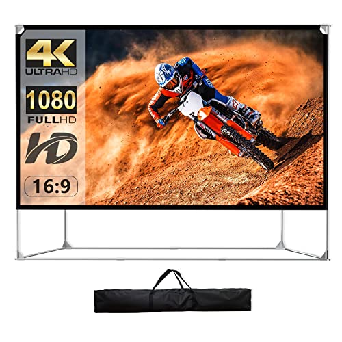 Projektion Leinwand mit Stand 150 Zoll Tragbar Leinwand Beamer 16:9 HD 4K Premium knitterfreier Leinwand Ständer mit Tragetasche für Heimkino Indoor Outdoor Projektor Filmleinwand Projektion Leinwand mit Stand 150 Zoll Tragbar Leinwand Beamer 16:9 HD 4K Premium knitterfreier Leinwand Ständer mit Tragetasche für Heimkino Indoor Outdoor Projektor Filmleinwand von HOIN