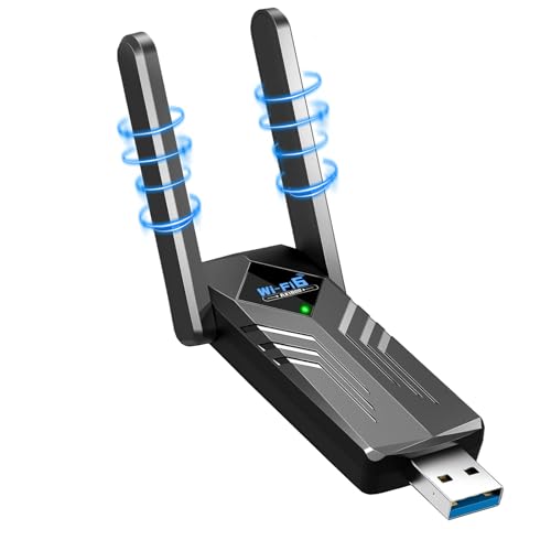 HOISGEAR WiFi-USB-Stick für PC, AX1800 Mbps Dual Band Adapter 2,4 GHz/5,0 GHz USB 3.0 WiFi 6 Wireless Adapter 2 x 3dBi Antenne Reichweite WiFi Adapter für Win7/Win10/Win11 von HOISGEAR